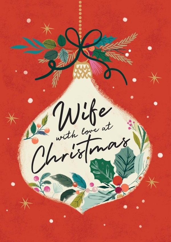 Classic Christmas Card - Tree Bauble - For Wife created by Laura Darrington Design Ltd.