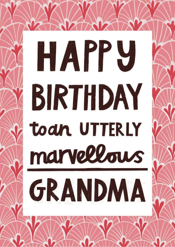Pretty Birthday Card - Marvellous Grandma - Typography created by Alice Mole Illustration