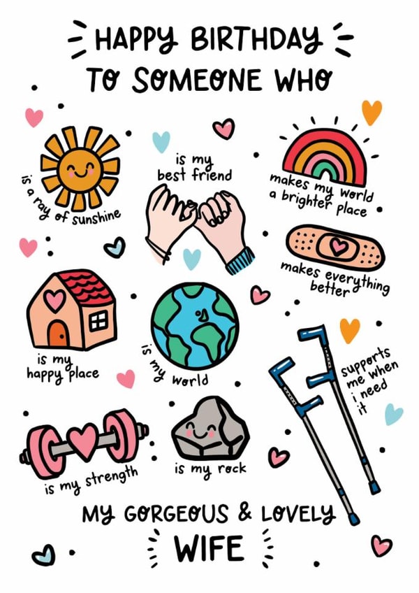 Cute Birthday Card - For Wife - My World created by Lyndsay Moon