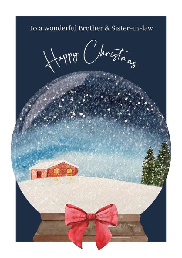 Classic Christmas Card - To Brother & Sister-In-Law - Snow Globe created by Heather Trefusis Art