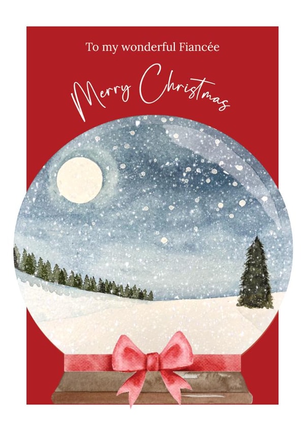 Classic Christmas Card - For Fiancee - Snow Globe created by Heather Trefusis Art