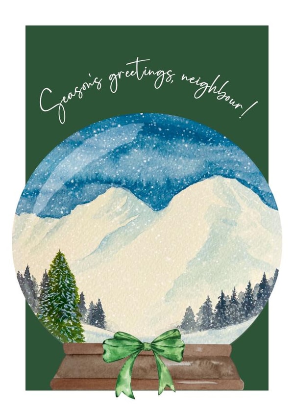 Classic Christmas Card - Neighbour - Snow Globe created by Heather Trefusis Art