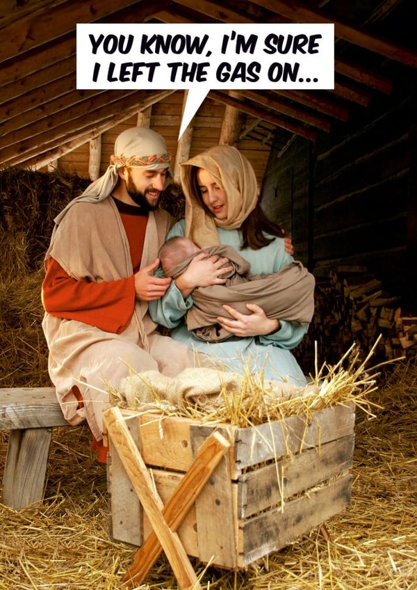 Funny Christmas Card - Nativity Scene - Jesus, Mary and Joseph created by Dean Morris Cards