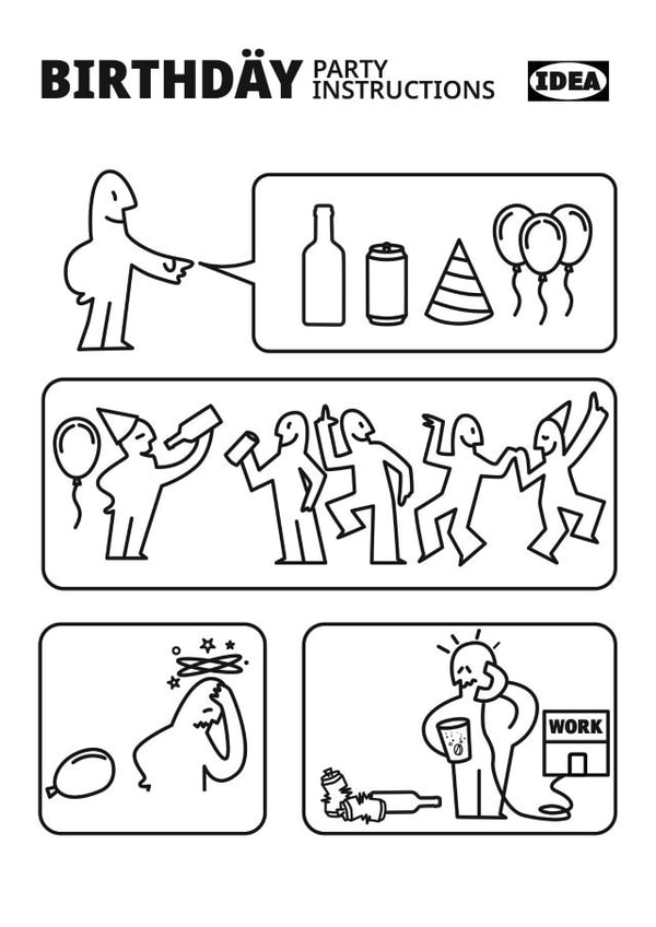 Funny Birthday card - Party Instructions - Ikea created by Love  Pâté