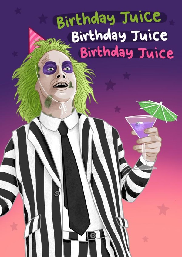 Funny Birthday Card - Beetlejuice - Cocktails - Trending created by Blue Kiwi Design