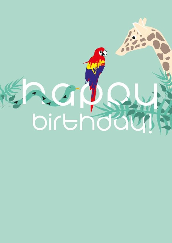 Cute birthday card for any child - jungle animals - happy birthday! created by Ta doodle dah