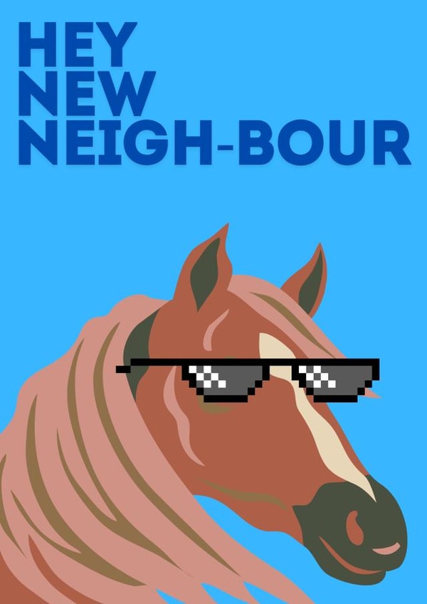 Funny New Home Card - Horse - New Neighbour created by Rowan Finch