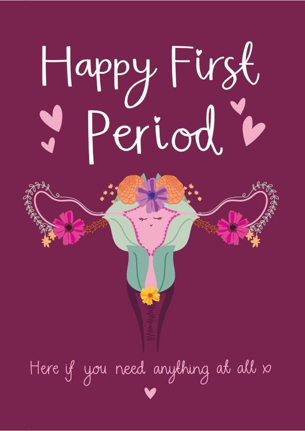 Pretty First Period Card - Uterus - Floral created by Two For Joy Illustration