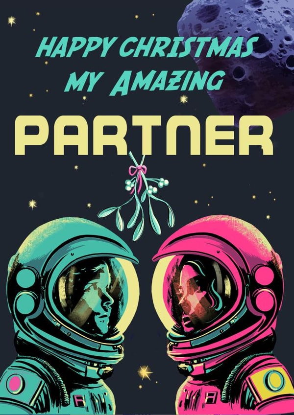 Arty Christmas Card - For Partner - Astronauts - Space created by Rocket68