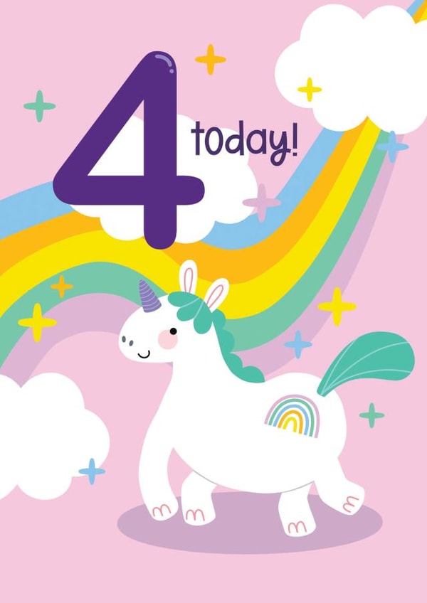 Cute Birthday Card - 4th - Unicorn - Rainbow created by Jessica Rachel Sharp