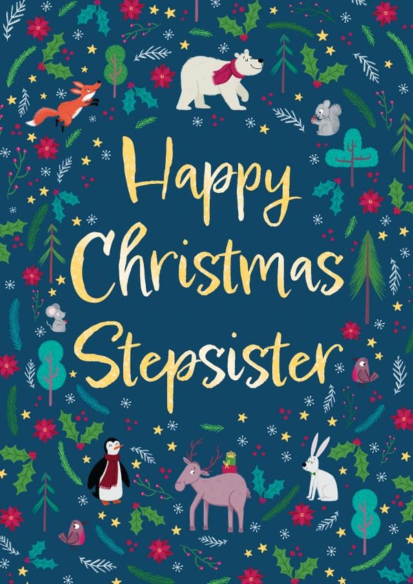 Cute Christmas Card - For Stepsister- Festive Foliage created by Hannah Jayne Lewin