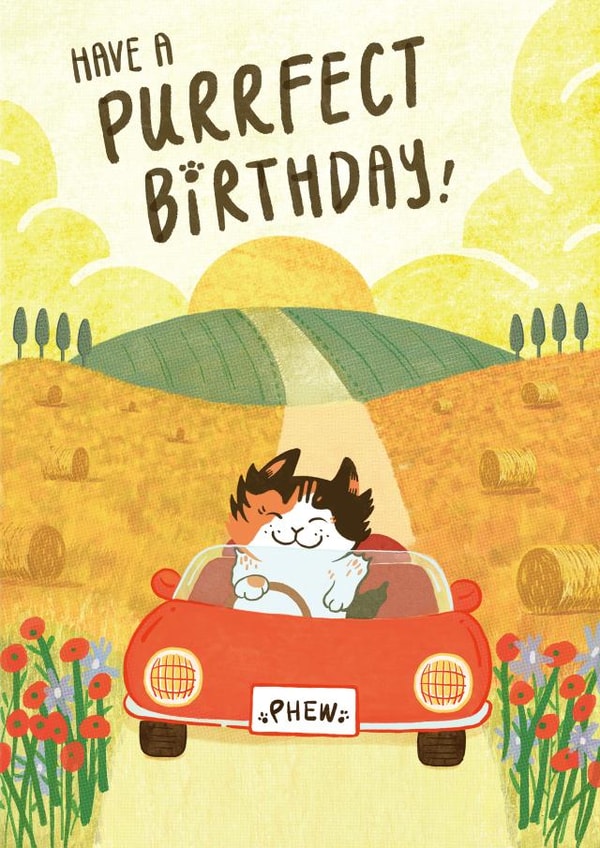 Cute Birthday Card - Cat - Have A Purrfect Birthday! created by Dancing Tulip