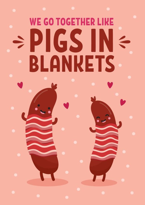 Cute Christmas Card - Pigs In Blankets - Hearts created by Blush & Blossom 