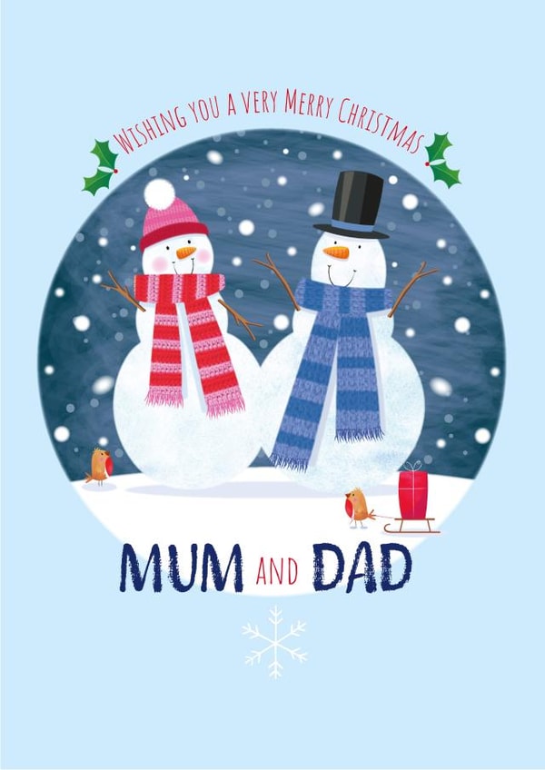 Cute Christmas Card - For Mum & Dad - Snowman created by Sarah Pitt