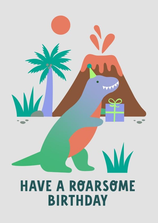 Cute Birthday Card - Dinosaur - Roarsome - Pun created by Catalina Williams