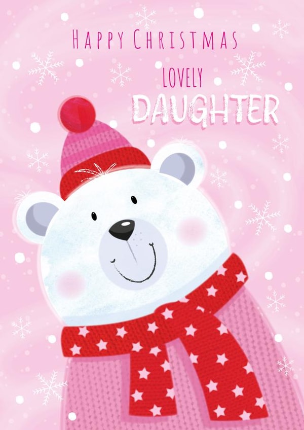 Cute Christmas Card - For Daughter - Polar Bear created by Sarah Pitt