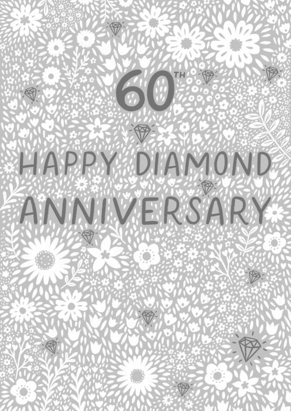 Pretty Anniversary Card - 60th - Diamond - Floral created by Pear Tree Press