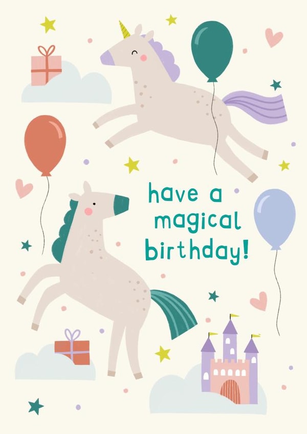 Cute Birthday Card - Unicorns - Magical Birthday created by Zoe Spry