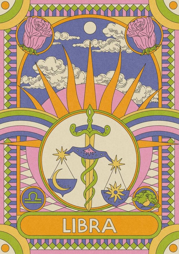 Arty Birthday Card - Libra - Star Sign created by OMG Kitty