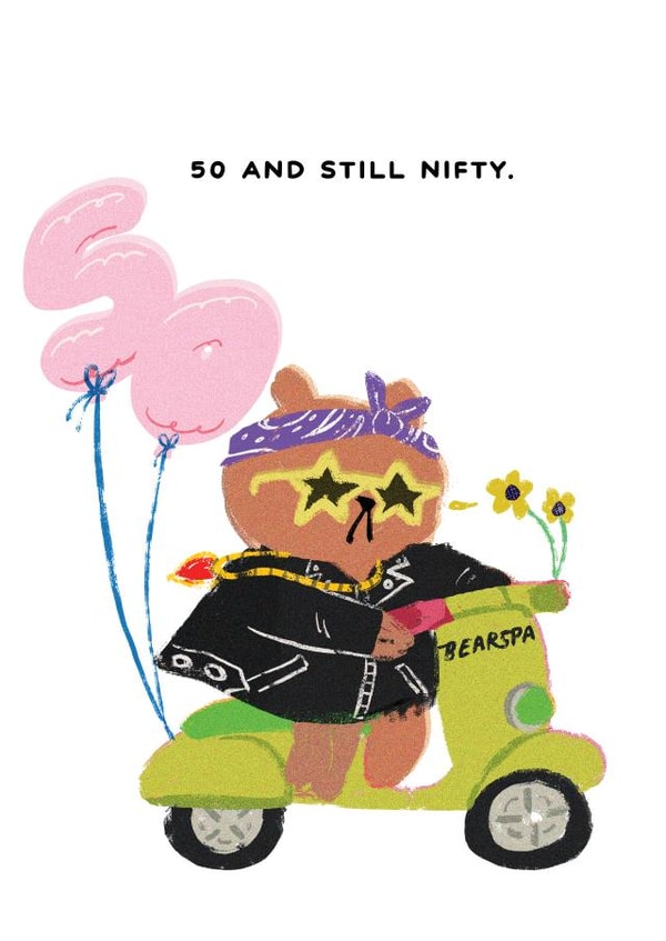 Funny 50th Birthday Card - Bearly Getting By - 50 And Still Nifty. created by JOLLY AWESOME