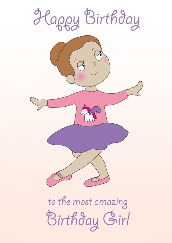 Cute Birthday Card - For Her - Ballet Dancer created by Rachel Hsiroc Design