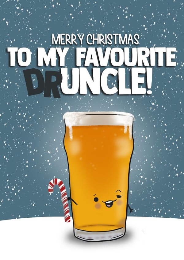 Funny Christmas Card - For Uncle - Beer - Drunk - Pun created by I Draw Stuff 
