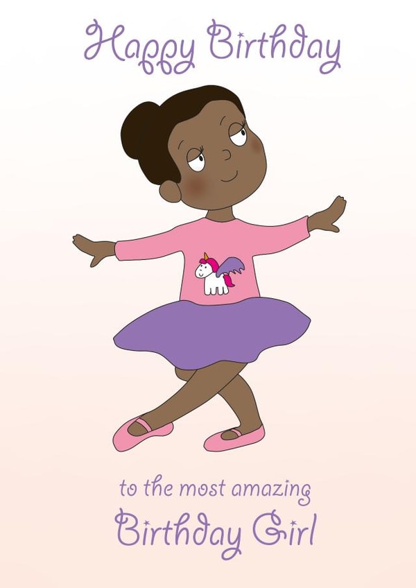 Cute Birthday Card - Ballerina - For Her created by Rachel Hsiroc Design