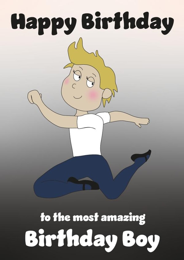 Cute Birthday Card - Amazing Birthday Boy - Ballet Dancer created by Rachel Hsiroc Design