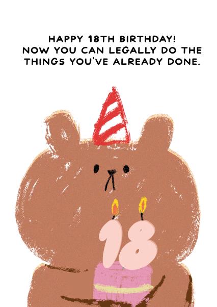 Bear 18th birthday card card