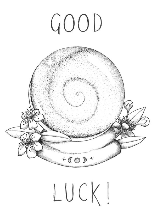 Classic Good Luck Card - Crystal Ball - Myrtle Flowers created by Erratic eel