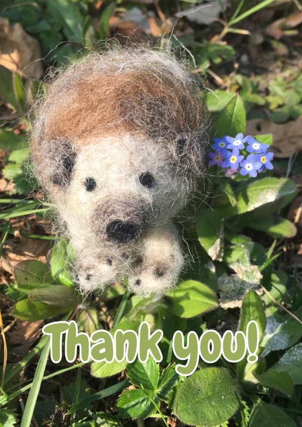 Cute Thank You Card- Hedgehog with Forget-me-nots- Thank you! created by By Paizley