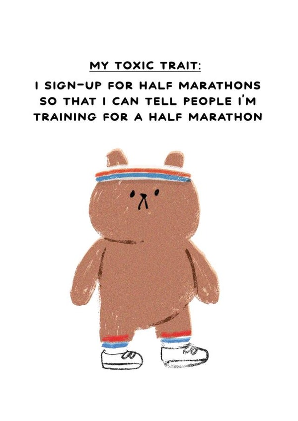 Funny Running Card - Bearly Getting By - My Toxic Trait created by JOLLY AWESOME