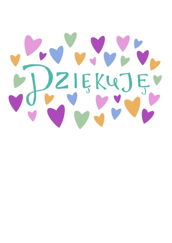 Classic Thank You Card - Polish - Hearts created by The Happy Potato