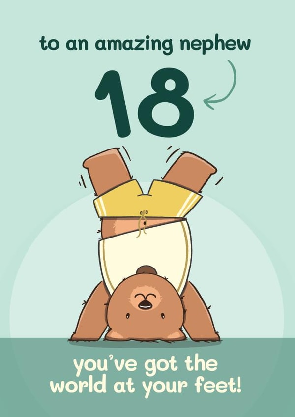 Cute 18th Birthday Card - To Nephew - Bear created by Bev O'Connor || @oconnordesign