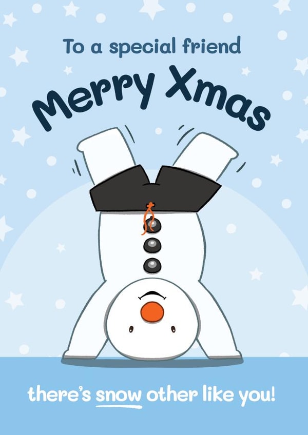 Cute Christmas Card - For Friend - Snowman created by Bev O'Connor || @oconnordesign