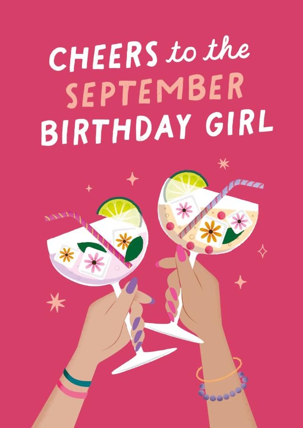 Pretty Birthday Card - September Birthday - Cheers created by Studio Mads