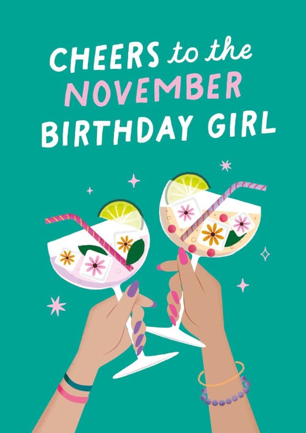 Pretty Birthday Card - November Birthday - Cheers created by Studio Mads