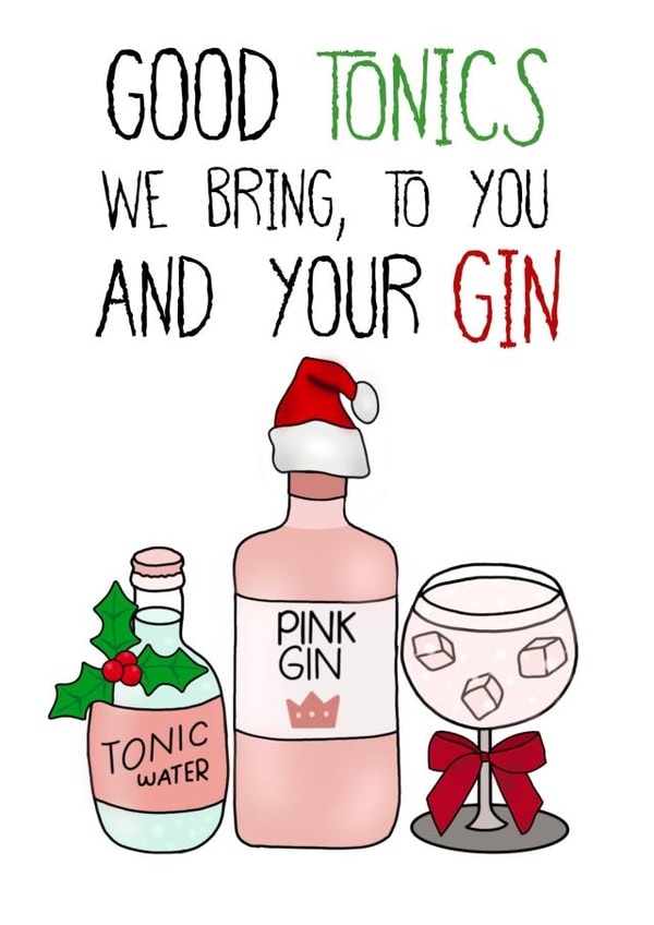 Funny Christmas Card - Gin And Tonic - Pun created by Lots of Love, Hannah