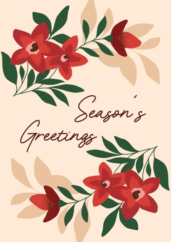 Classic Christmas Card - Season's Greetings - Flowers created by Lots of Love, Hannah 