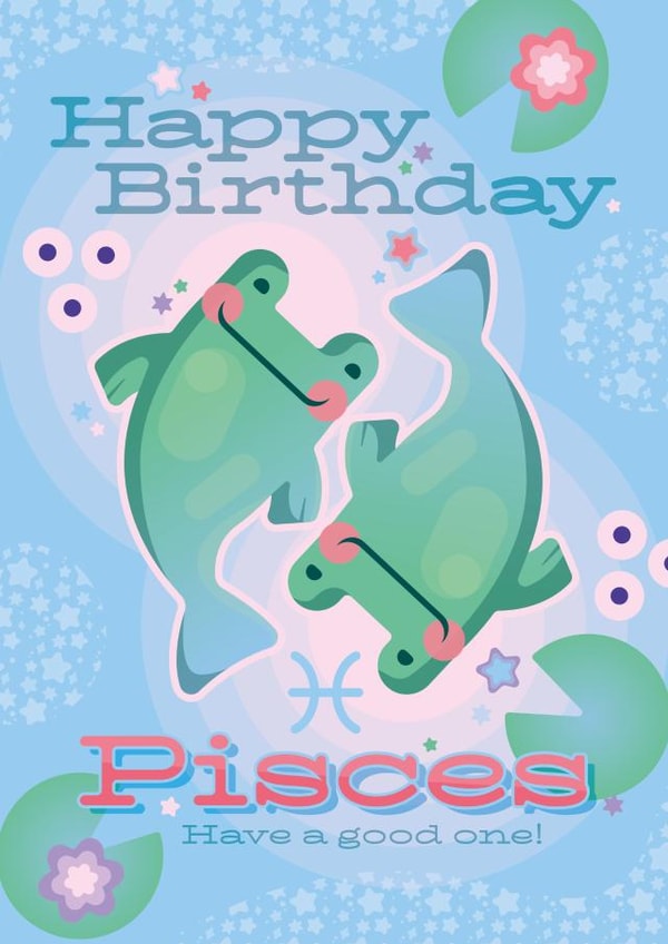 Cute Birthday Card - Fish - Pisces created by Ellie MH Designs