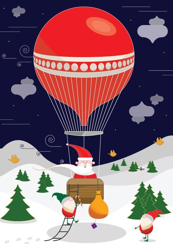 Cute Christmas Card - Santa - Hot Air Balloon created by Konstantinos Chalaris