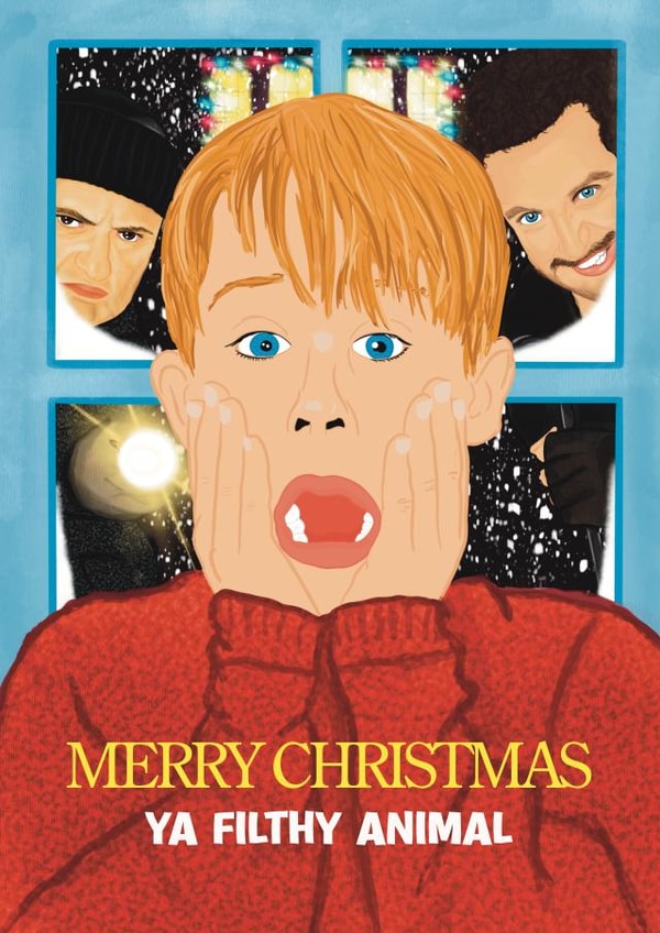 Funny Christmas Card - Home Alone - Ya Filthy Animal created by Choo Choo