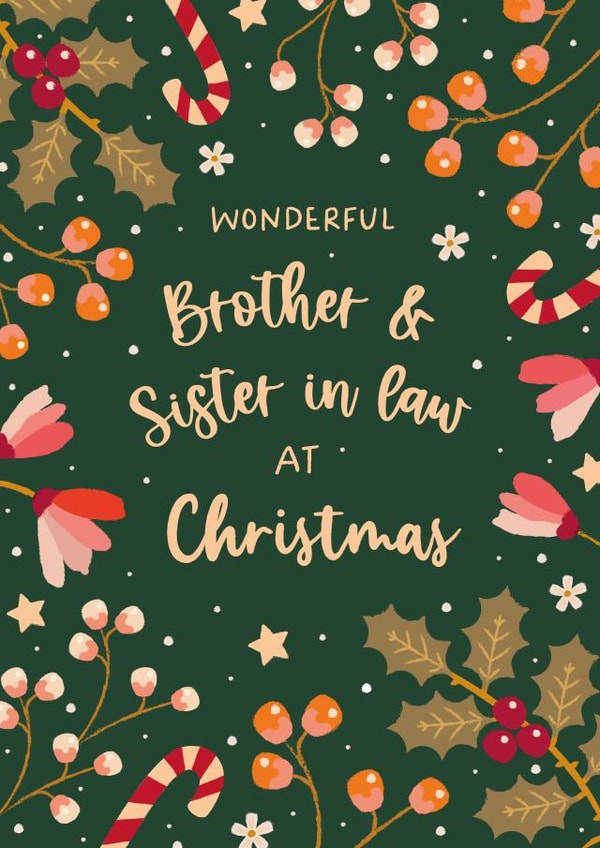Classic Christmas Card - For Brother & Sister In Law - Holly created by The Pattern Press