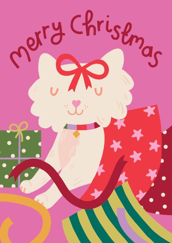 Cute Christmas Card - Cat - Wrapping Paper created by Raspberry Blossom