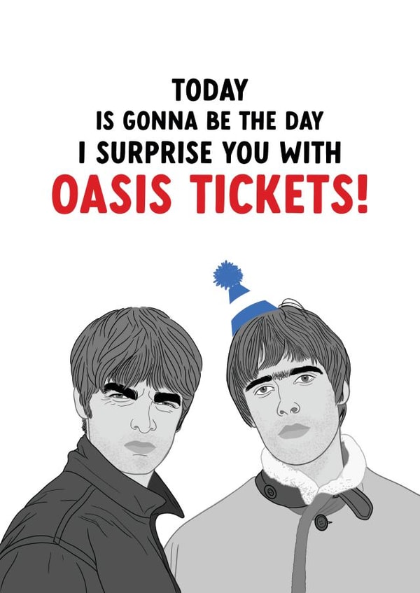 Funny Birthday Card - Oasis Tickets - Surprise! created by The Cake Thief