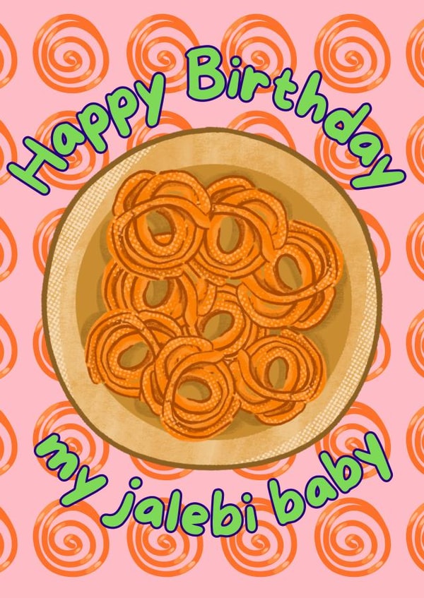 Cute Birthday Card - Jalebi - Sweet created by Sukhi Writes Stuff