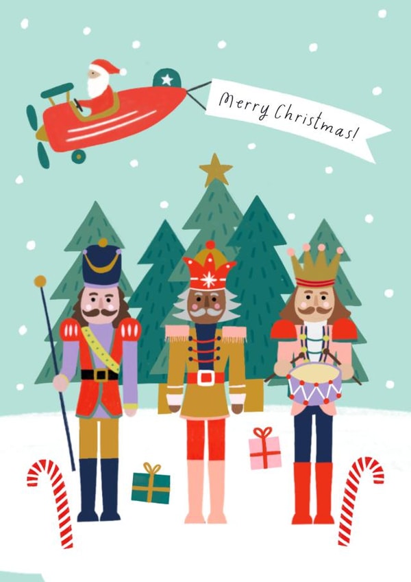 Cute Christmas Card - Nutcrackers - Snow - Santa created by Zoe Spry