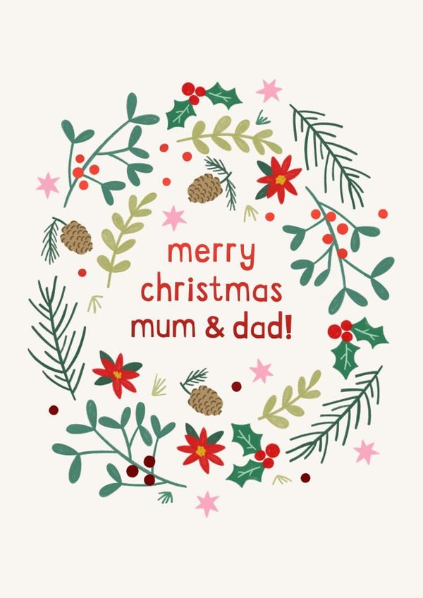 Cute Christmas Card - For Mum & Dad - Holly created by Zoe Spry