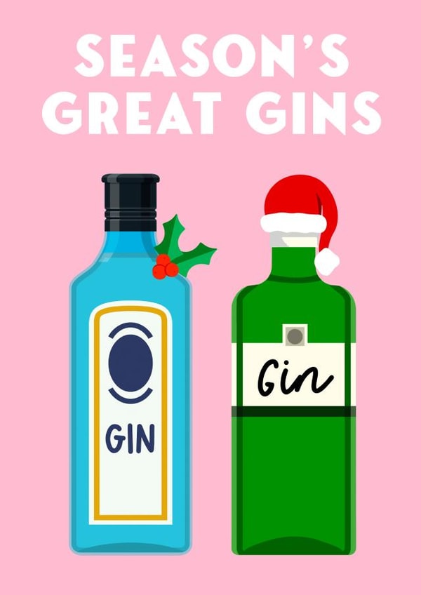 Funny Christmas Card - Gin - Season's Great Gins created by Of Life & Lemons Ltd.