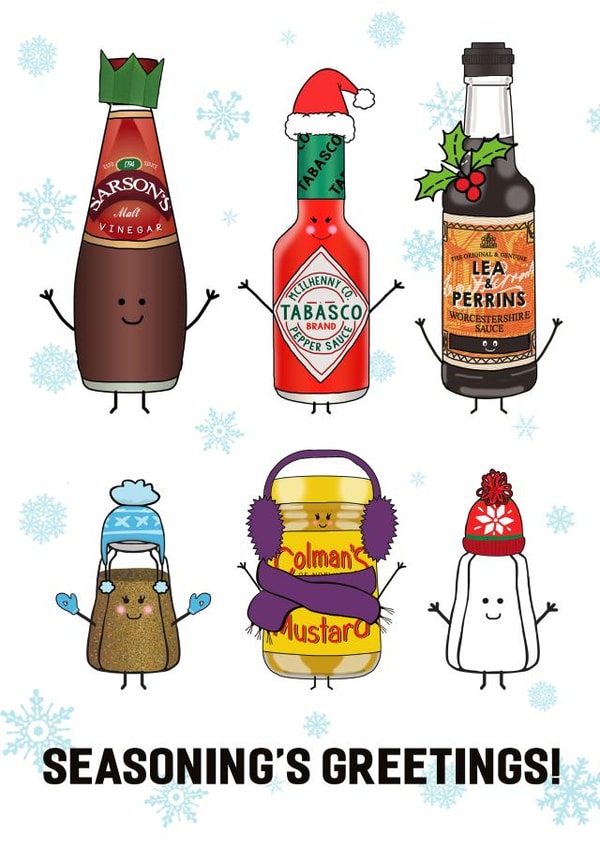 Funny Christmas Card - Condiments - Seasoning's Greetings! created by Of Life & Lemons Ltd.